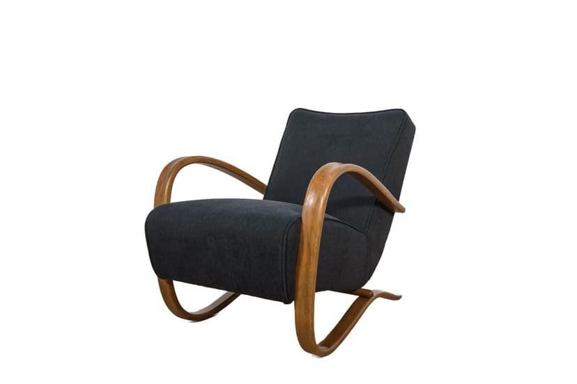 Fotel H-269, czarny, buk, proj. J. Halabala, UP Závody, Czechosłowacja, lata 30.