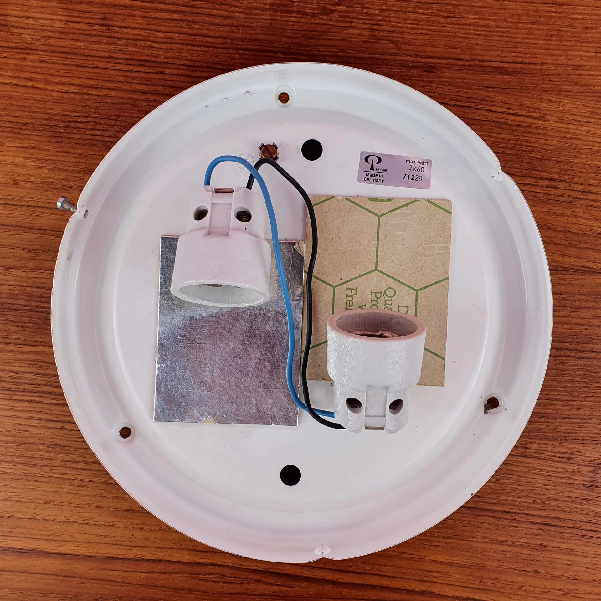 Ceiling lamp, white crystal glass, Peill & Putzler, Germany, 1970s. - 73091