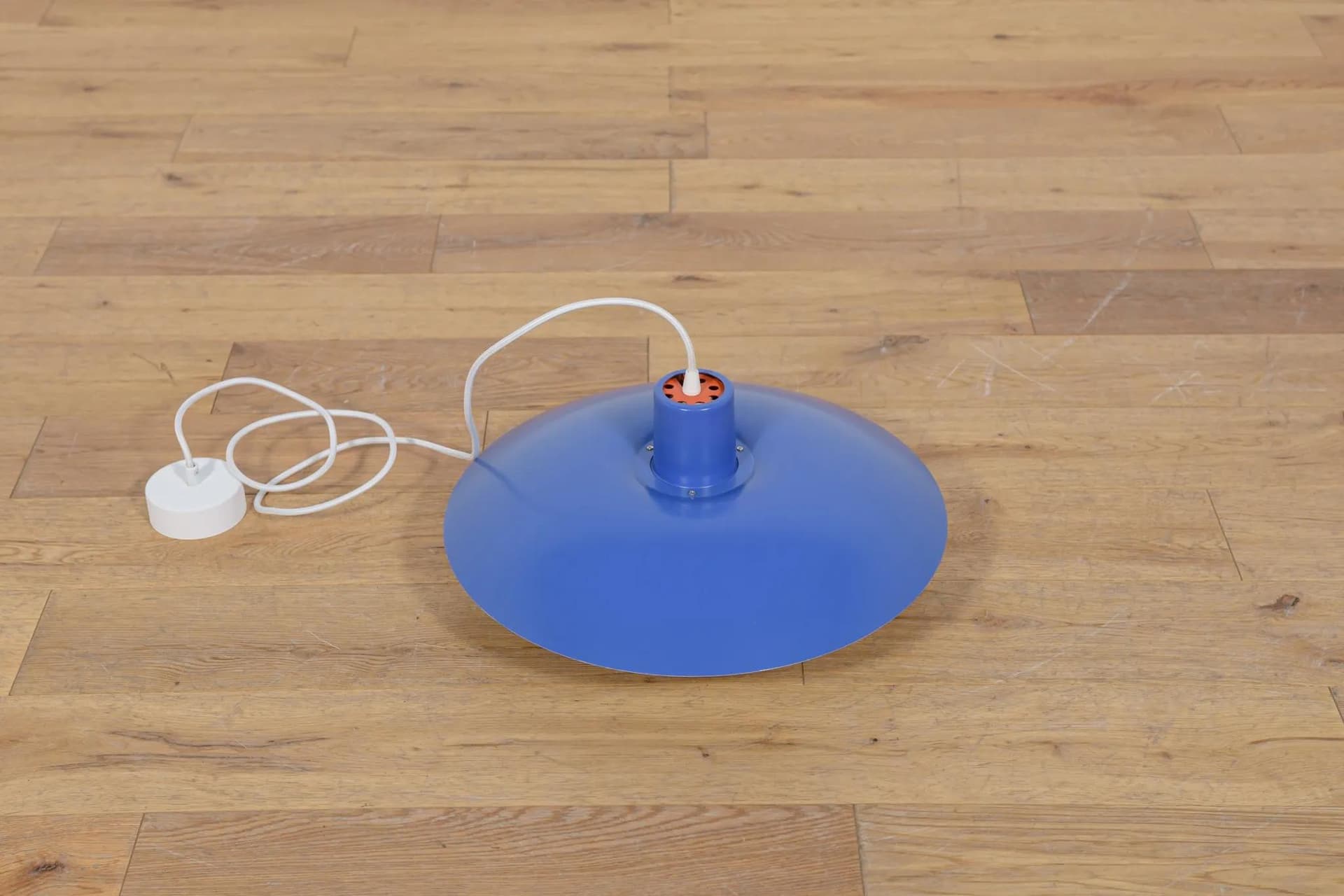 Pendant lamp PH 4/3, blue aluminum, by P. Henningsen, Louis Poulsen, Denmark, 1960s. - 69972