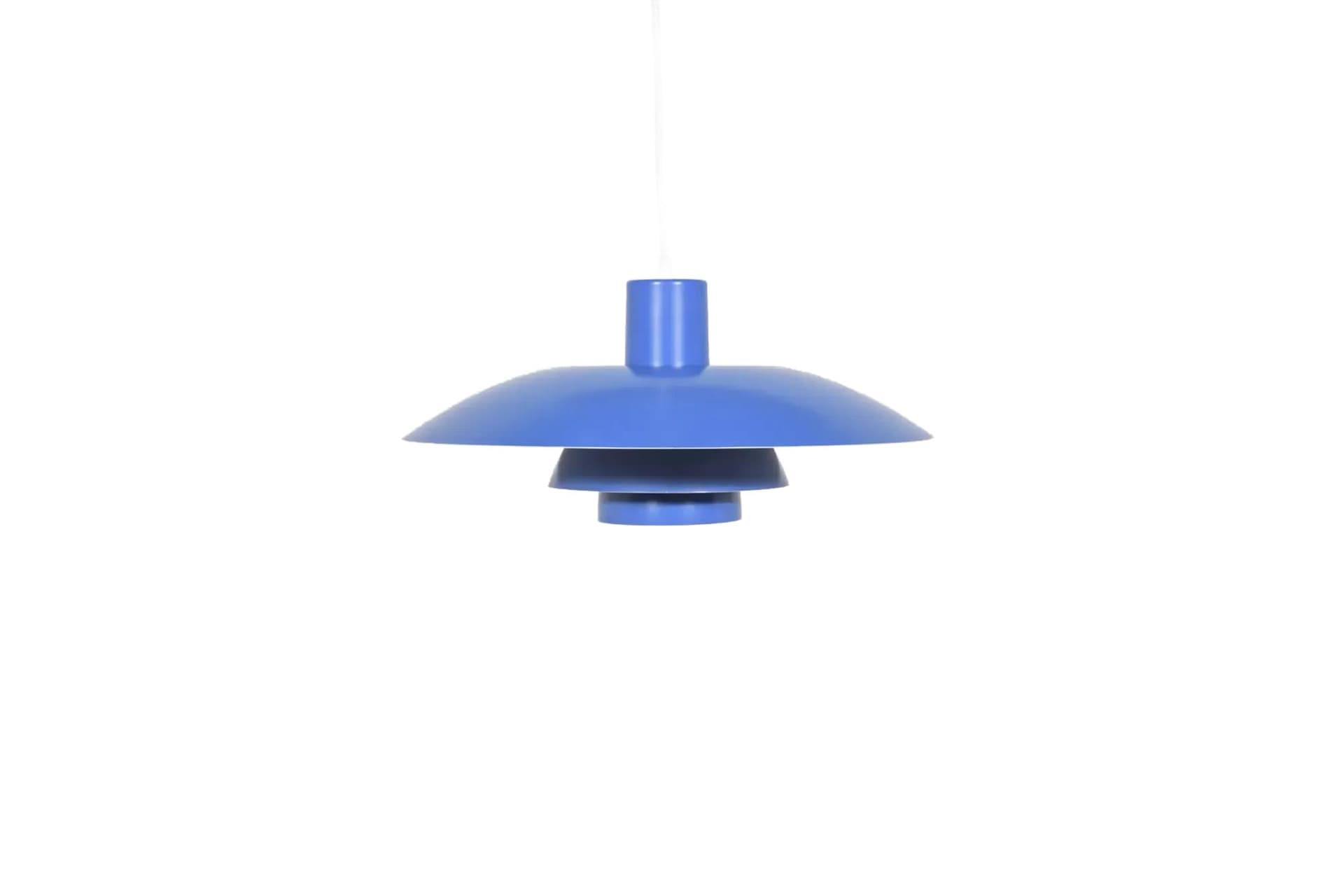 Pendant lamp PH 4/3, blue aluminum, by P. Henningsen, Louis Poulsen, Denmark, 1960s.