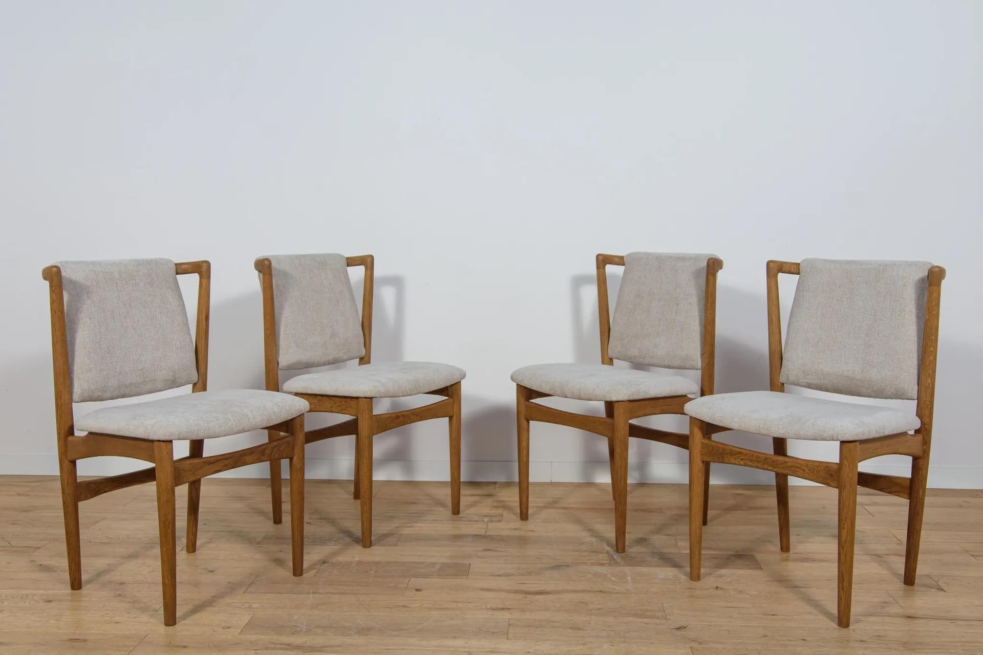 Komplet czterech krzeseł Model 171, dąb jasny krem, Slagelse Møbelværk, Dania, lata 60. - 69954