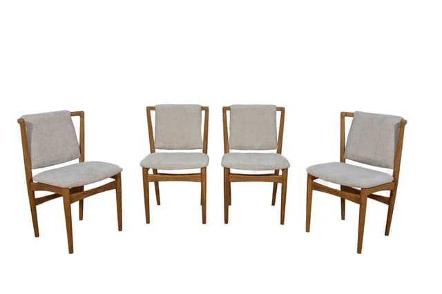 Komplet czterech krzeseł Model 171, dąb jasny krem, Slagelse Møbelværk, Dania, lata 60. - WYMIARY
