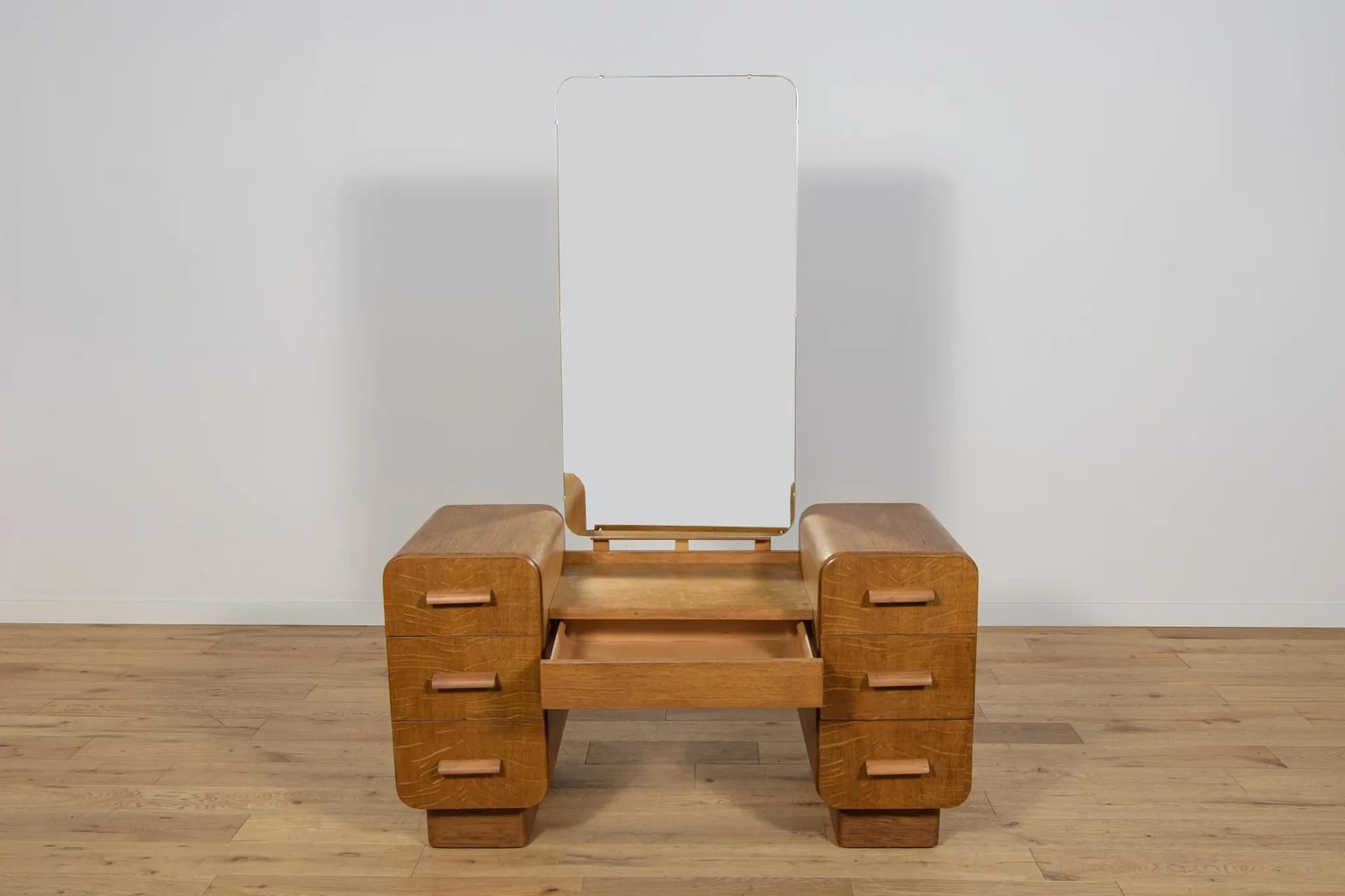 Toaletka Art Deco, dąb brązowy, Czechosłowacja, lata 50. - 69940