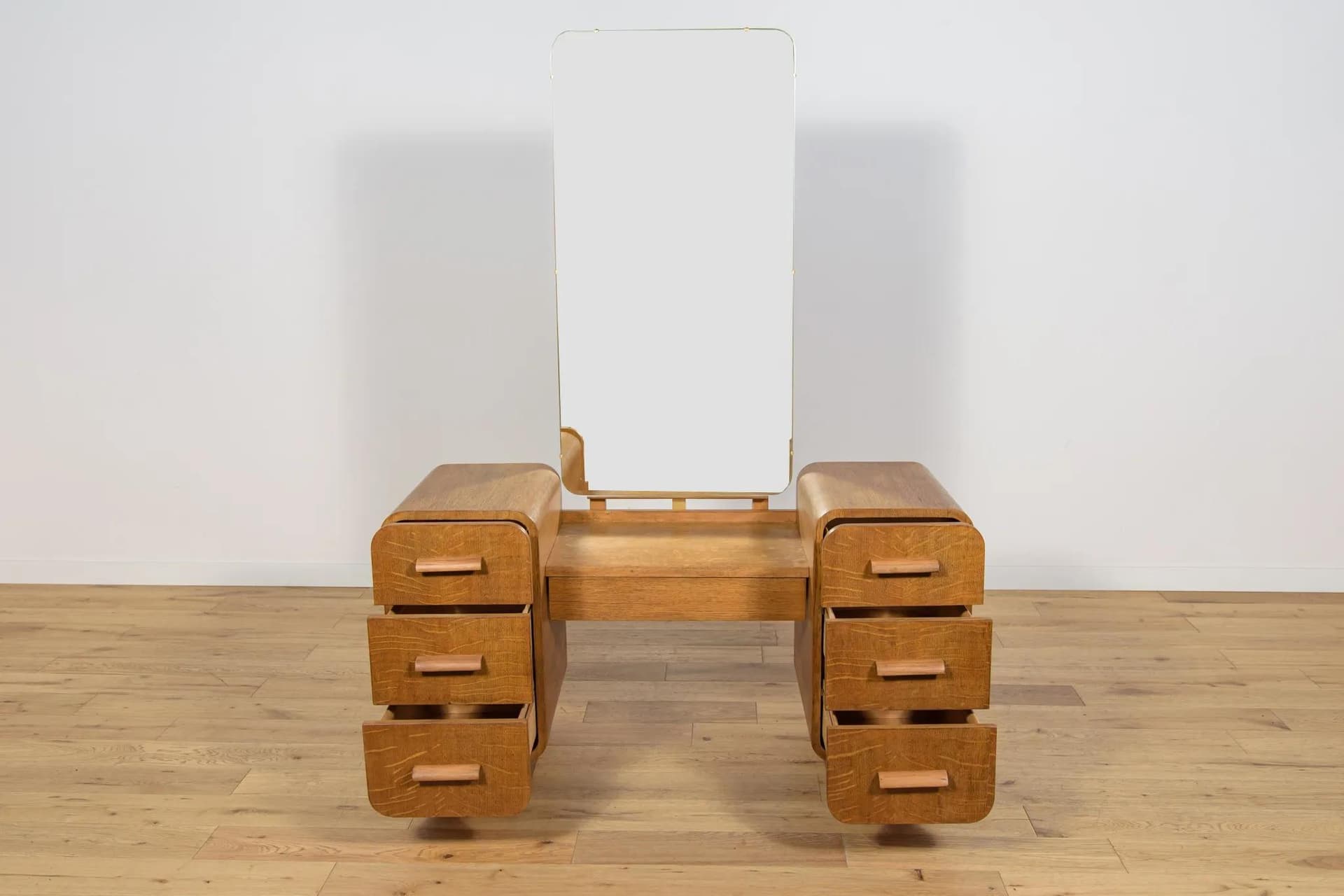 Toaletka Art Deco, dąb brązowy, Czechosłowacja, lata 50. - 69933