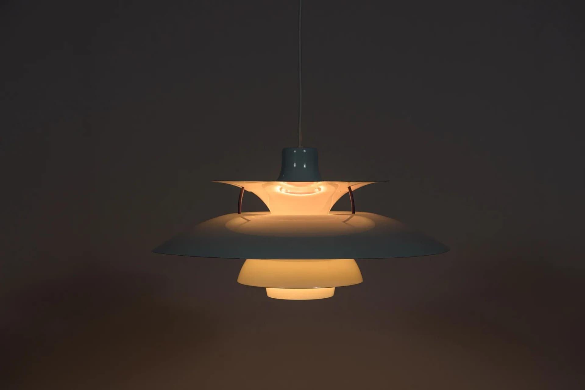 Pendant lamp PH5, white metal, by P. Henningsen, Louis Poulsen, Denmark, 1960s. - 69919