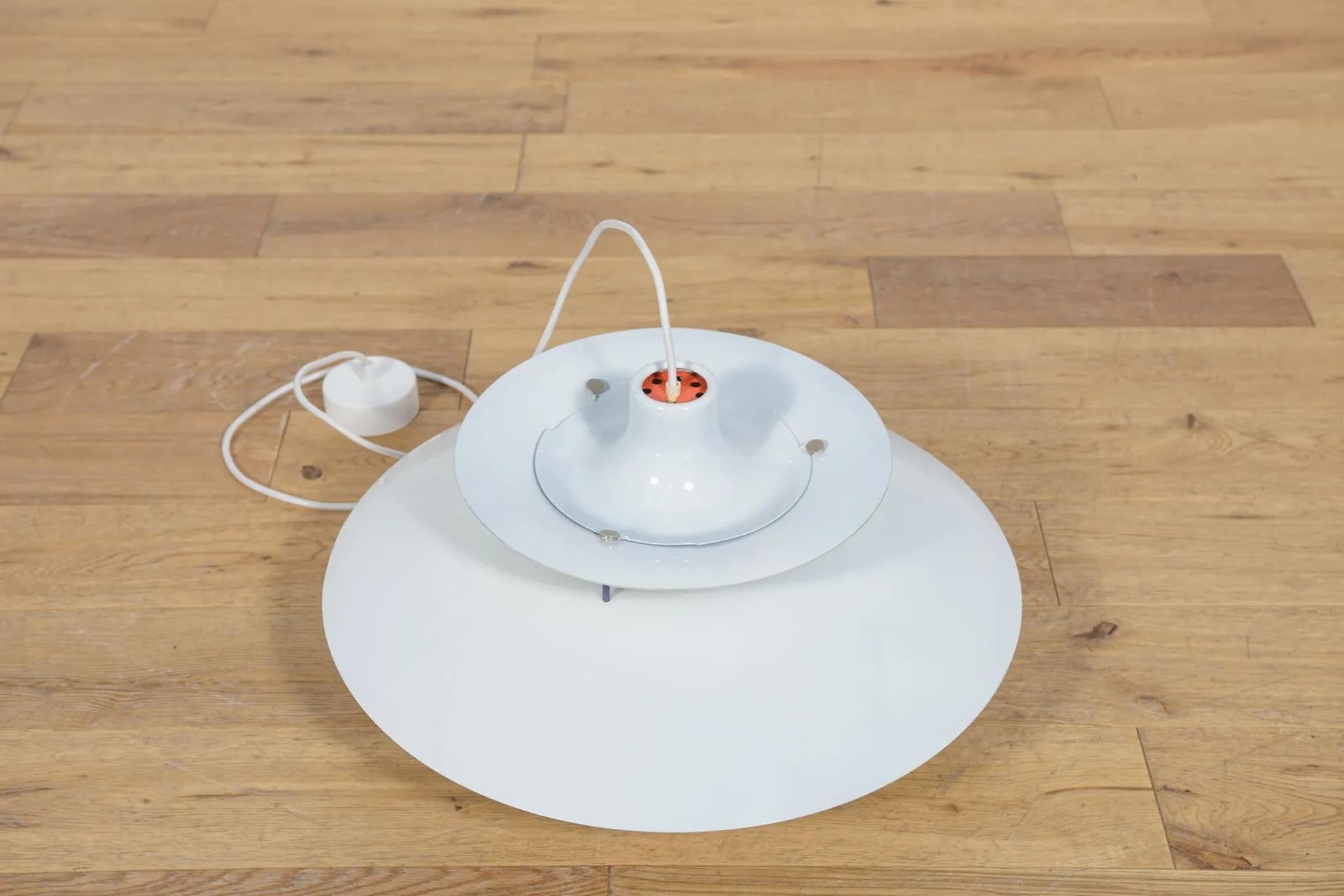 Pendant lamp PH5, white metal, by P. Henningsen, Louis Poulsen, Denmark, 1960s. - 69912