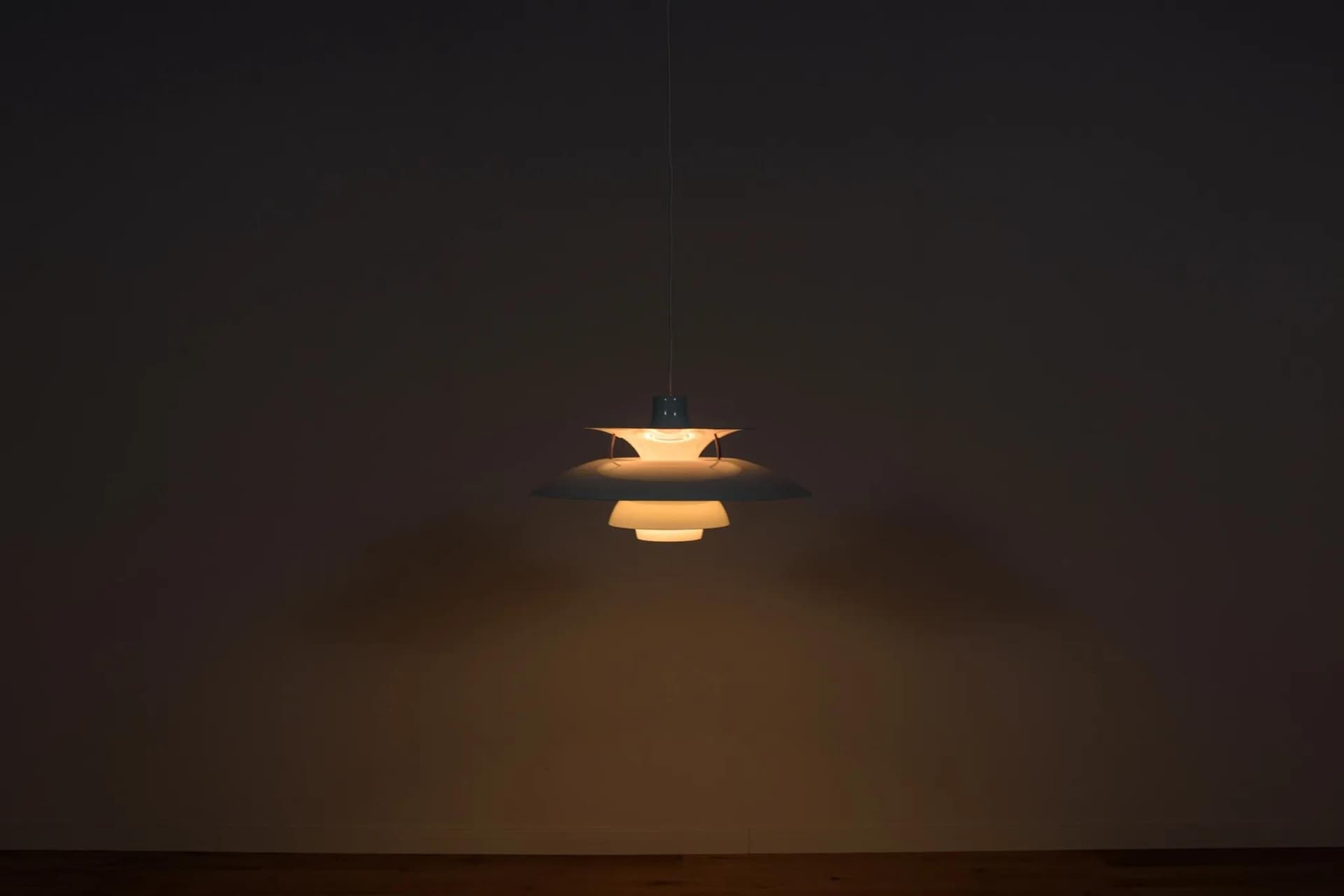 Pendant lamp PH5, white metal, by P. Henningsen, Louis Poulsen, Denmark, 1960s. - 69917