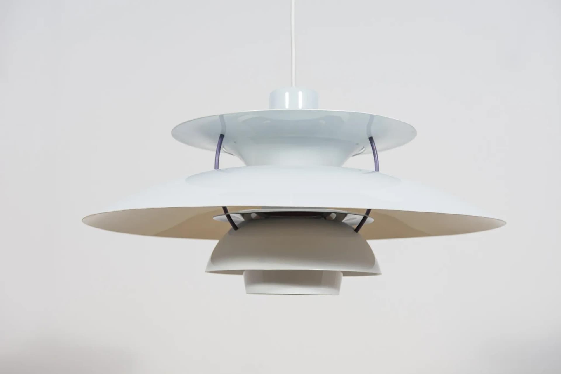 Pendant lamp PH5, white metal, by P. Henningsen, Louis Poulsen, Denmark, 1960s. - 69916