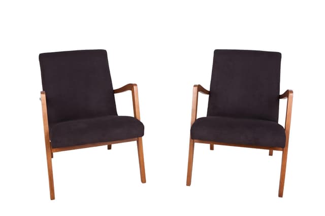 Para foteli typ 300-138, buk, tkanina czarna, Bystrzyckie Fabryki Mebli, Polska, lata 60. - WYMIARY