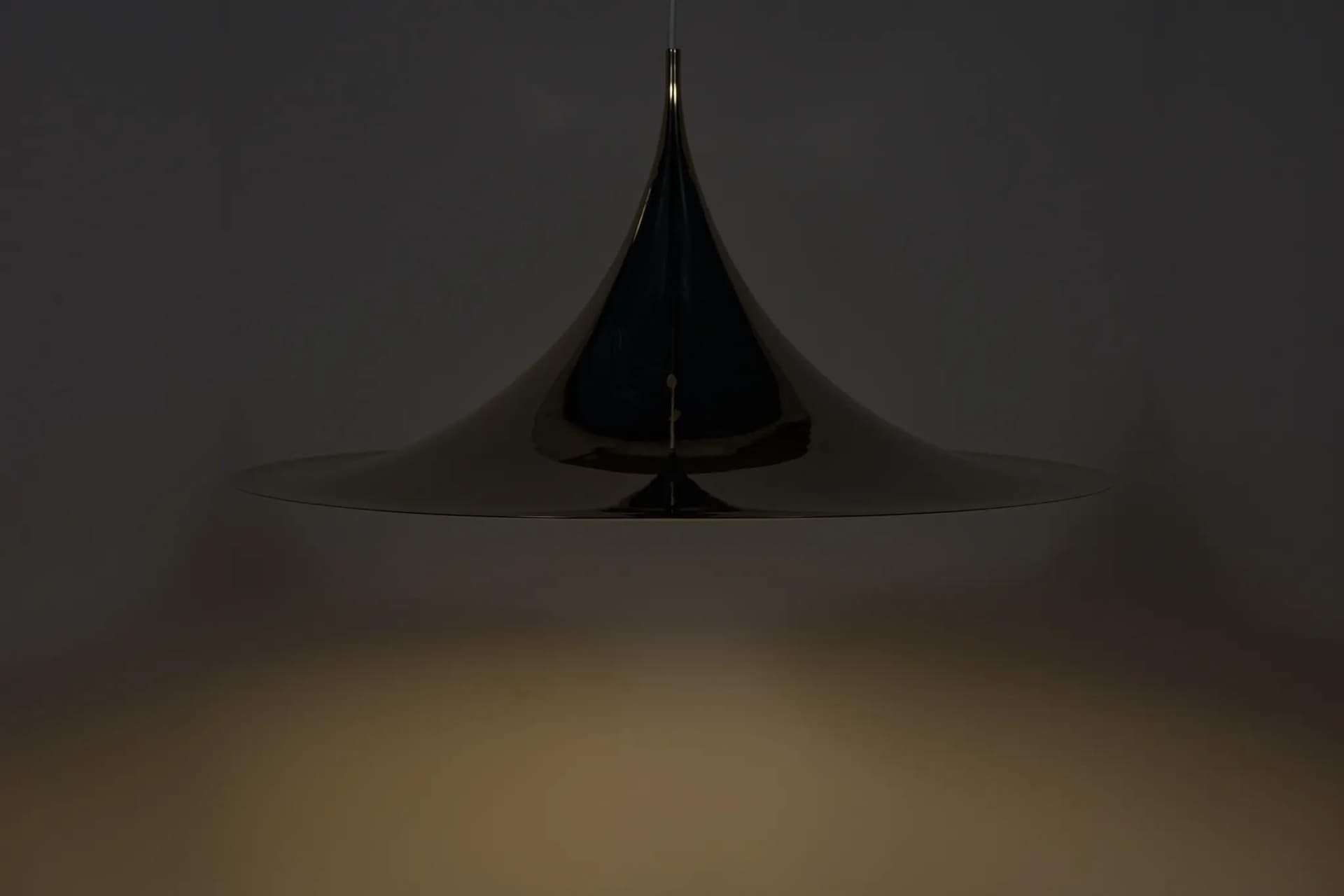 Pendant Lamp Semi Ø70 cm, golden aluminium, by C. Bonderup, T. Thorup, Fog & Morup, Denmark, 1970s. - 69881