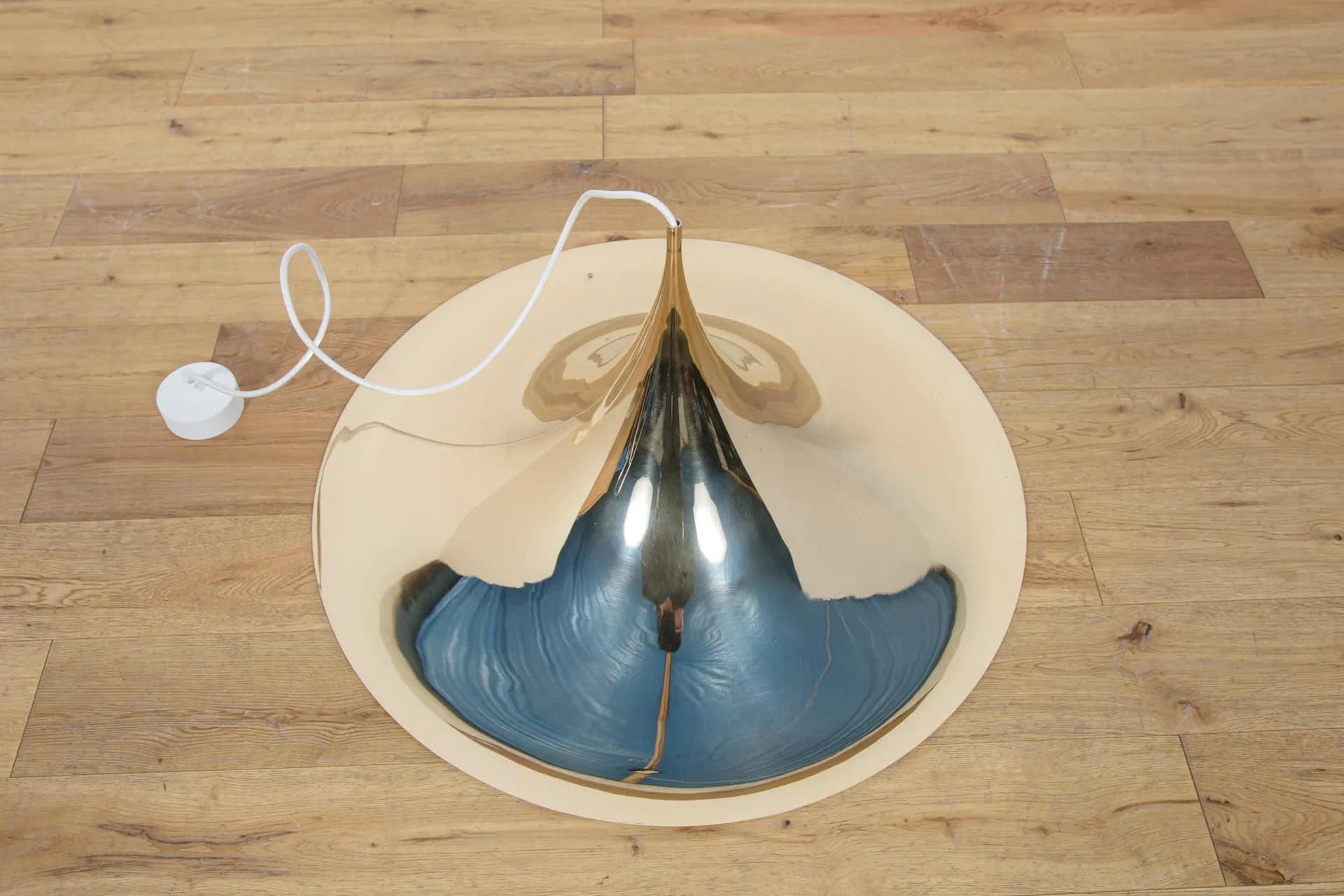 Pendant Lamp Semi Ø70 cm, golden aluminium, by C. Bonderup, T. Thorup, Fog & Morup, Denmark, 1970s. - 69878