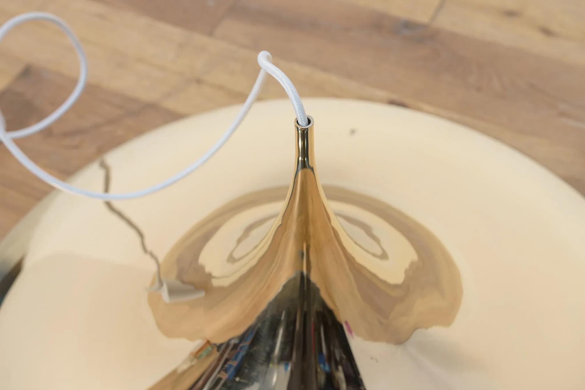 Pendant Lamp Semi Ø70 cm, golden aluminium, by C. Bonderup, T. Thorup, Fog & Morup, Denmark, 1970s. - 69877