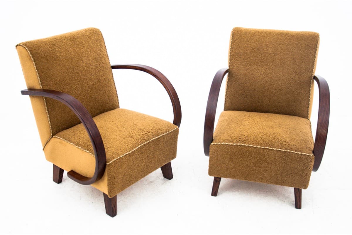 Yellow Art Deco Armchairs, by J. Halabala, Czechoslovakia, 1930s - 50138