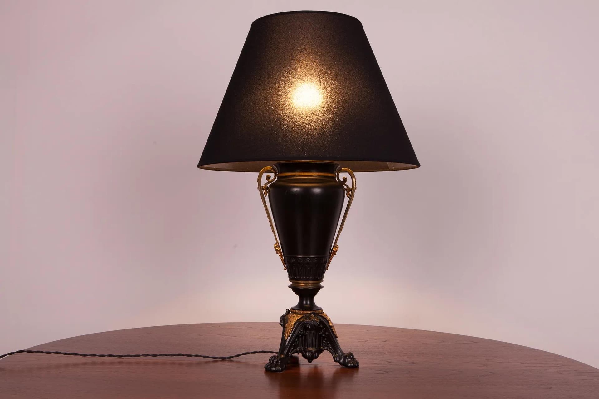 Table lamp, black, brass, Denmark, 1960s - 69816