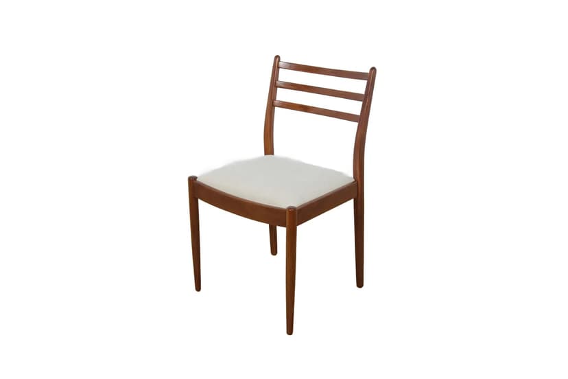 Krzesło, teak brązowy, tkanina beżowa, proj. V. Wilkins, G-Plan, Wielka Brytania, lata 60.