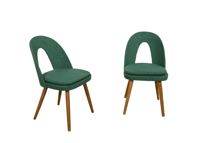 Komplet dwóch krzeseł, butelkowa zieleń, drewno, proj. A. Suman, Czechy, lata 60.