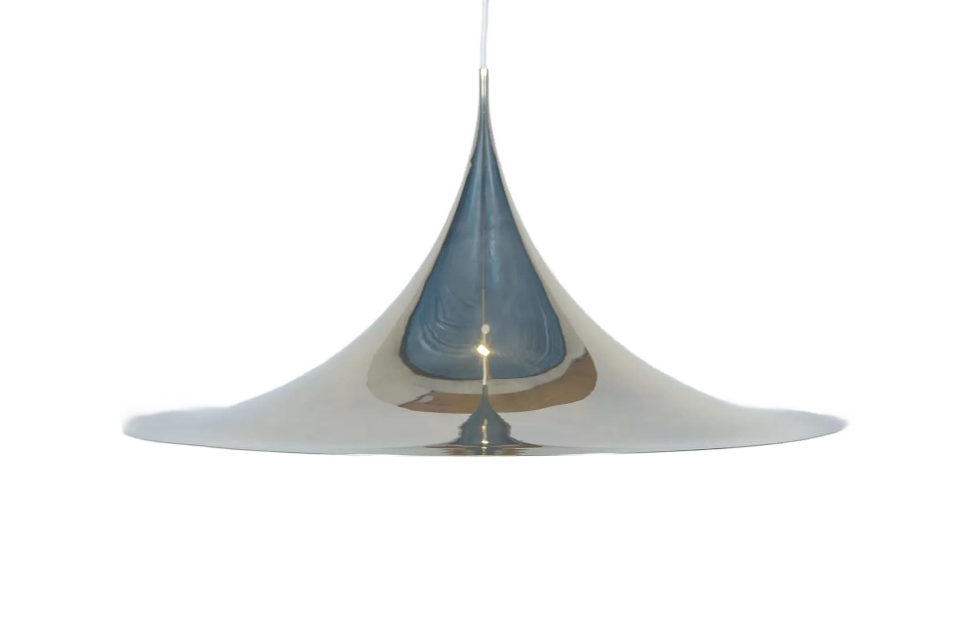 Pendant Lamp Semi Ø70 cm, golden chrome metal, by C. Bonderup, T. Thorup, Fog & Mørup, Denmark, 1970s.