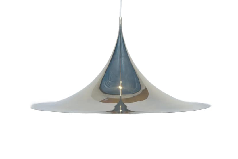 Pendant Lamp Semi Ø70 cm, golden chrome metal, by C. Bonderup, T. Thorup, Fog & Mørup, Denmark, 1970s.