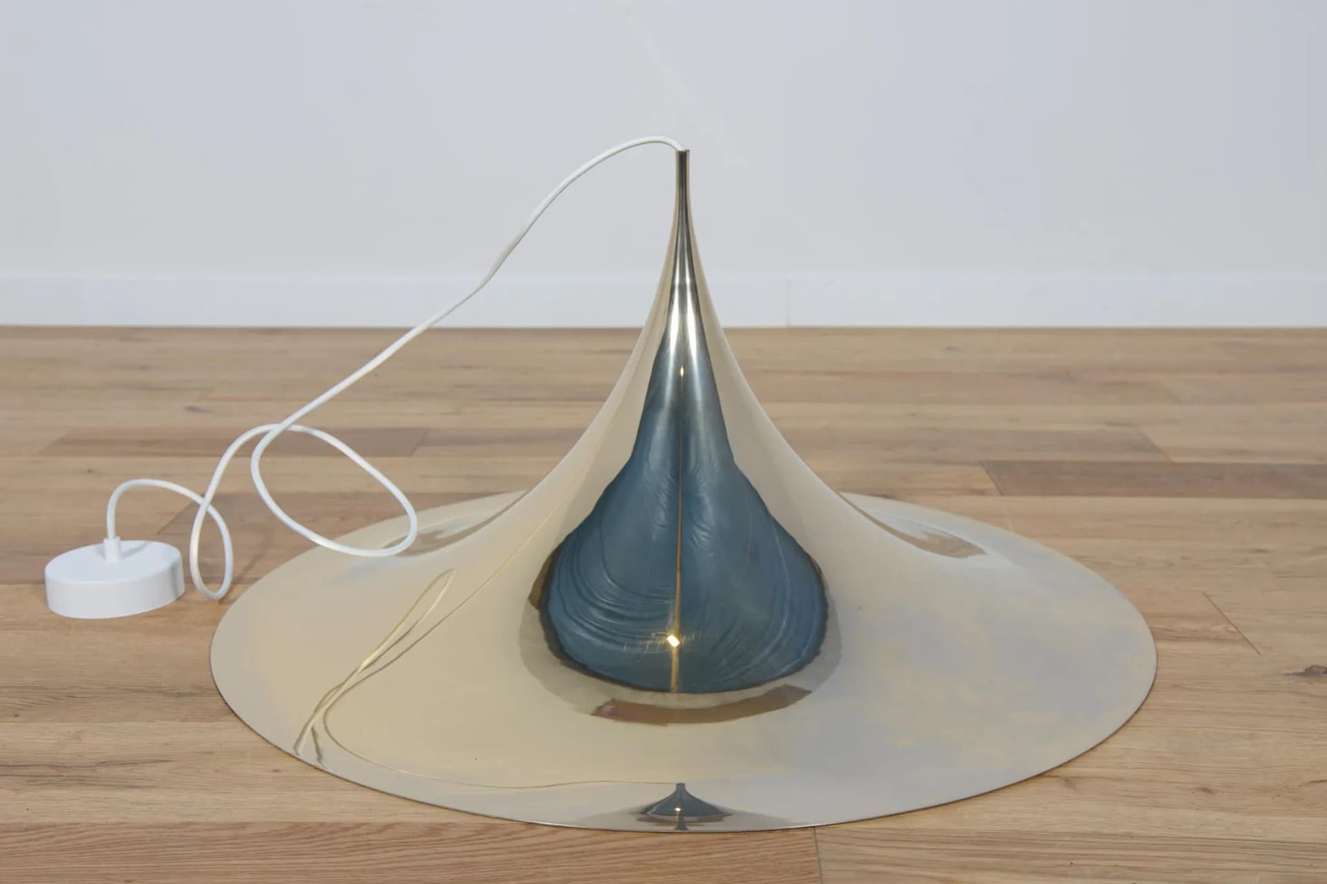 Pendant Lamp Semi Ø70 cm, golden chrome metal, by C. Bonderup, T. Thorup, Fog & Mørup, Denmark, 1970s. - 69703