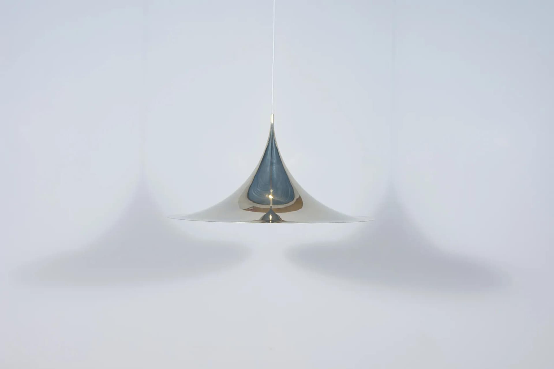Pendant Lamp Semi Ø70 cm, golden chrome metal, by C. Bonderup, T. Thorup, Fog & Mørup, Denmark, 1970s. - 69701