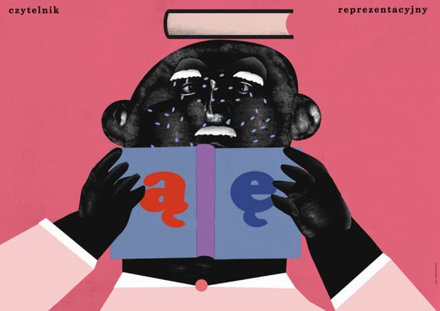 Plakat Czytelnik reprezentacyjny, AĘ, 50x70 cm, aut. J. Zasada, Jakub Zasada - WYMIARY