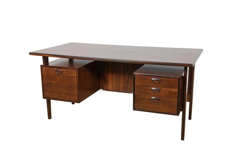Desk, dark brown rosewood, by K. Kristiansen, Denmark, 1960s