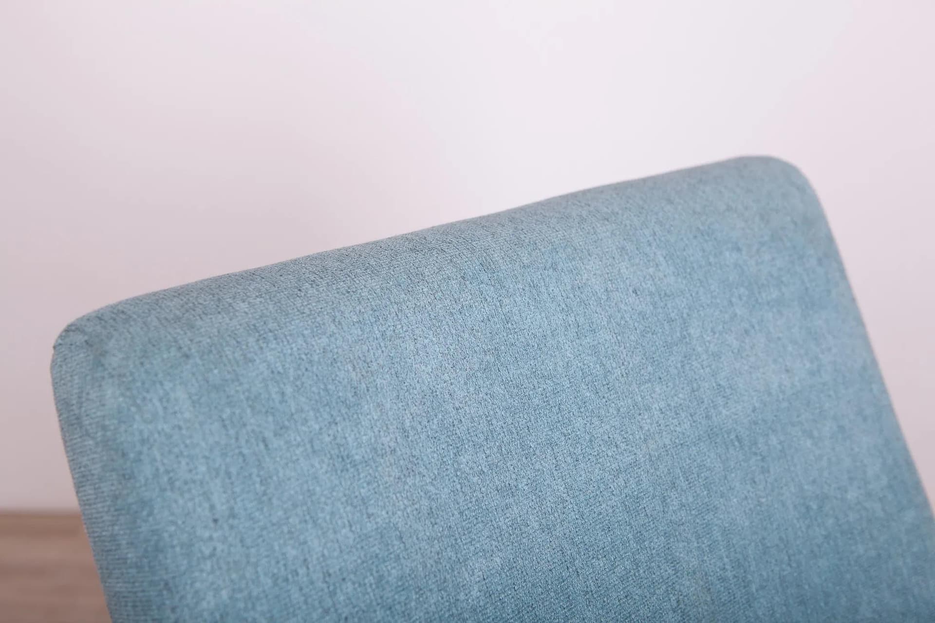 Armchair Model 53, light blue wool, brown beech, by J. Šmídek, TON, Czechoslovakia, 1960s. - 72823