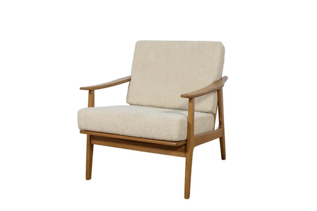 Armchair Model 5825, cream boucle, oak-stained beech, Poland, 1960s - DIMENSION