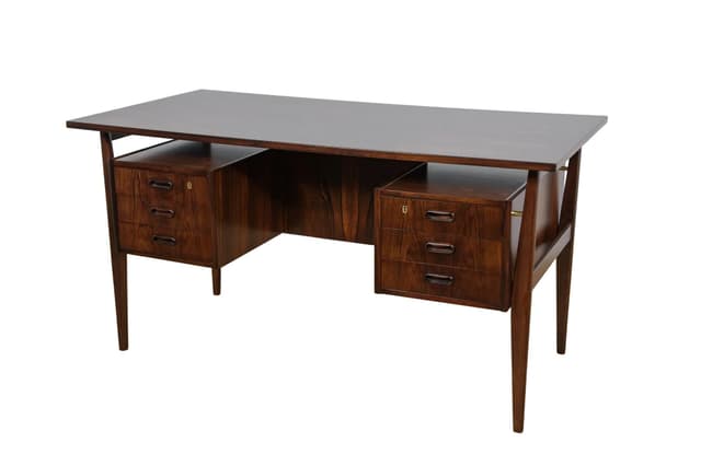 Desk, brown rosewood, by G. N. Tibergaard, Denmark, 1960s. - DIMENSION