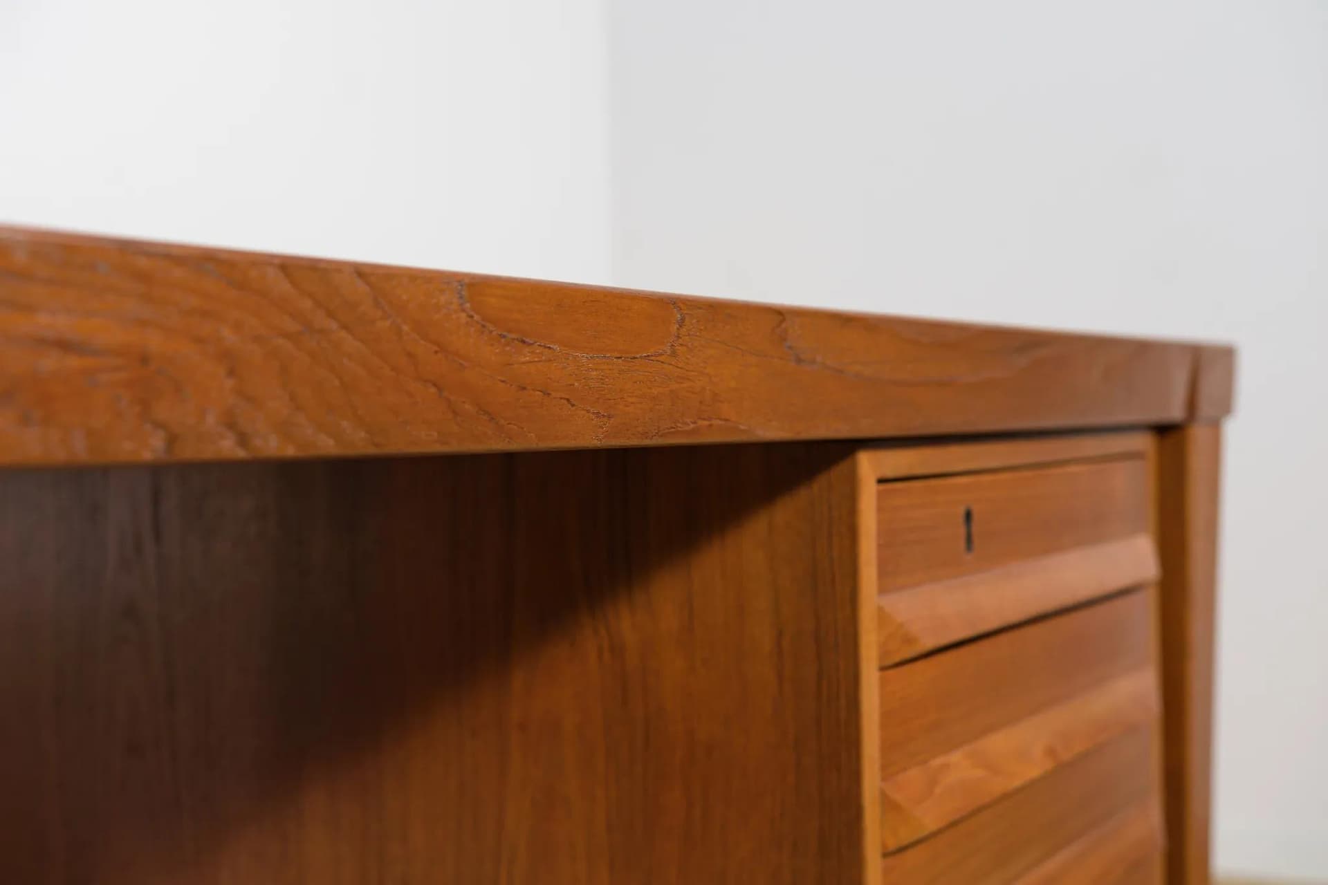 Desk Model 70, brown teak, by K. Kristiansen, Feldballes Møbelfabrik, Denmark, 1960s. - 72769