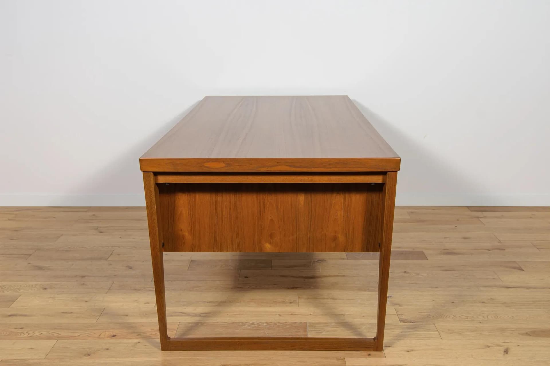 Desk Model 70, brown teak, by K. Kristiansen, Feldballes Møbelfabrik, Denmark, 1960s. - 72763