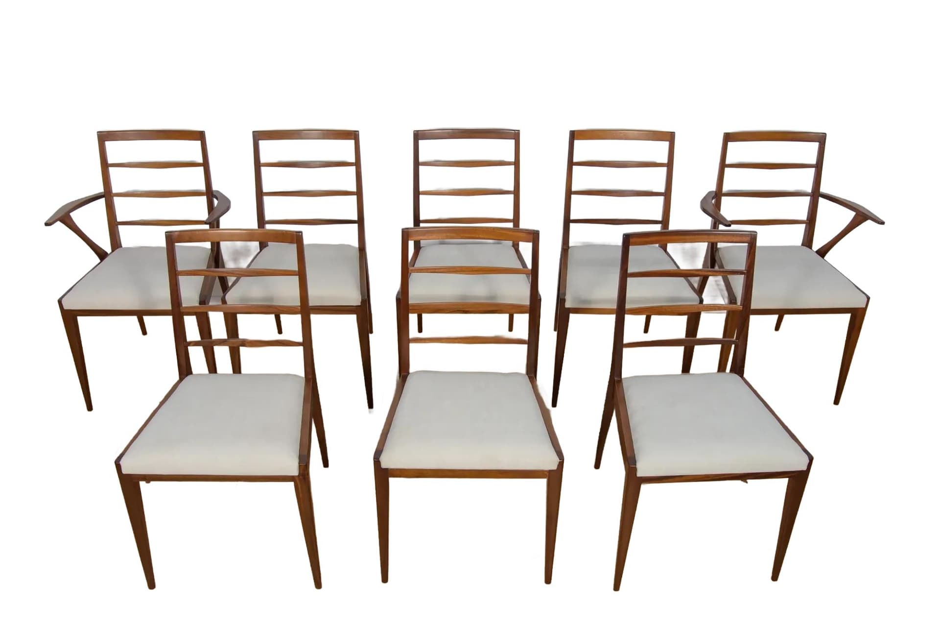 Komplet sześciu krzeseł i dwóch foteli, teak, kremowy, McIntosh, Wielka Brytania, lata 60.