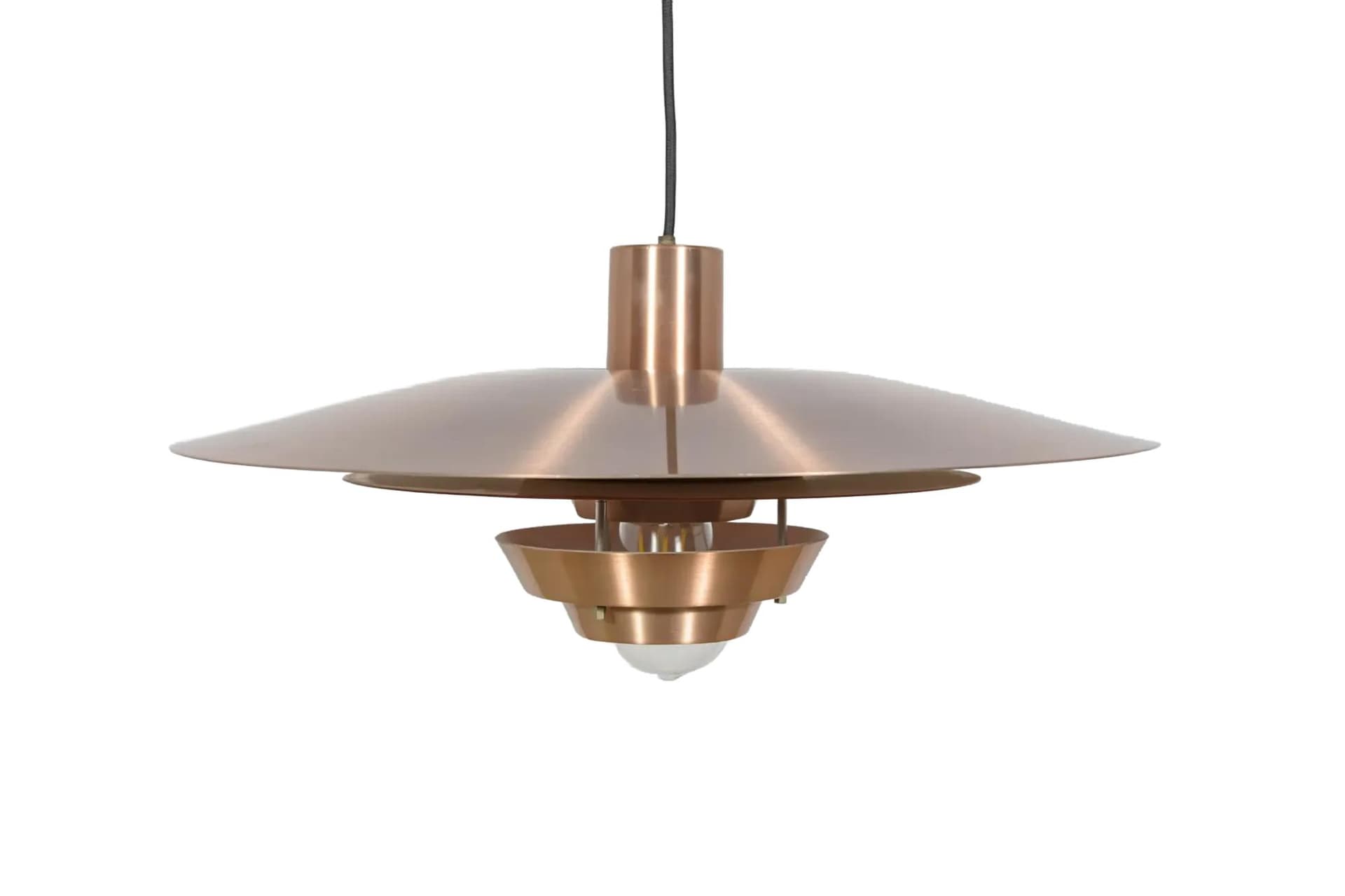 Pendant lamp, copper, Denmark, 1960s.