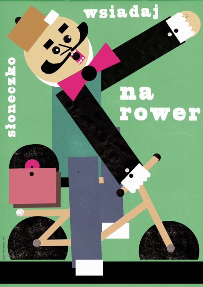 Plakat Słoneczko, wsiadaj na rower, 50x70 cm, aut. J. Zasada, Jakub Zasada