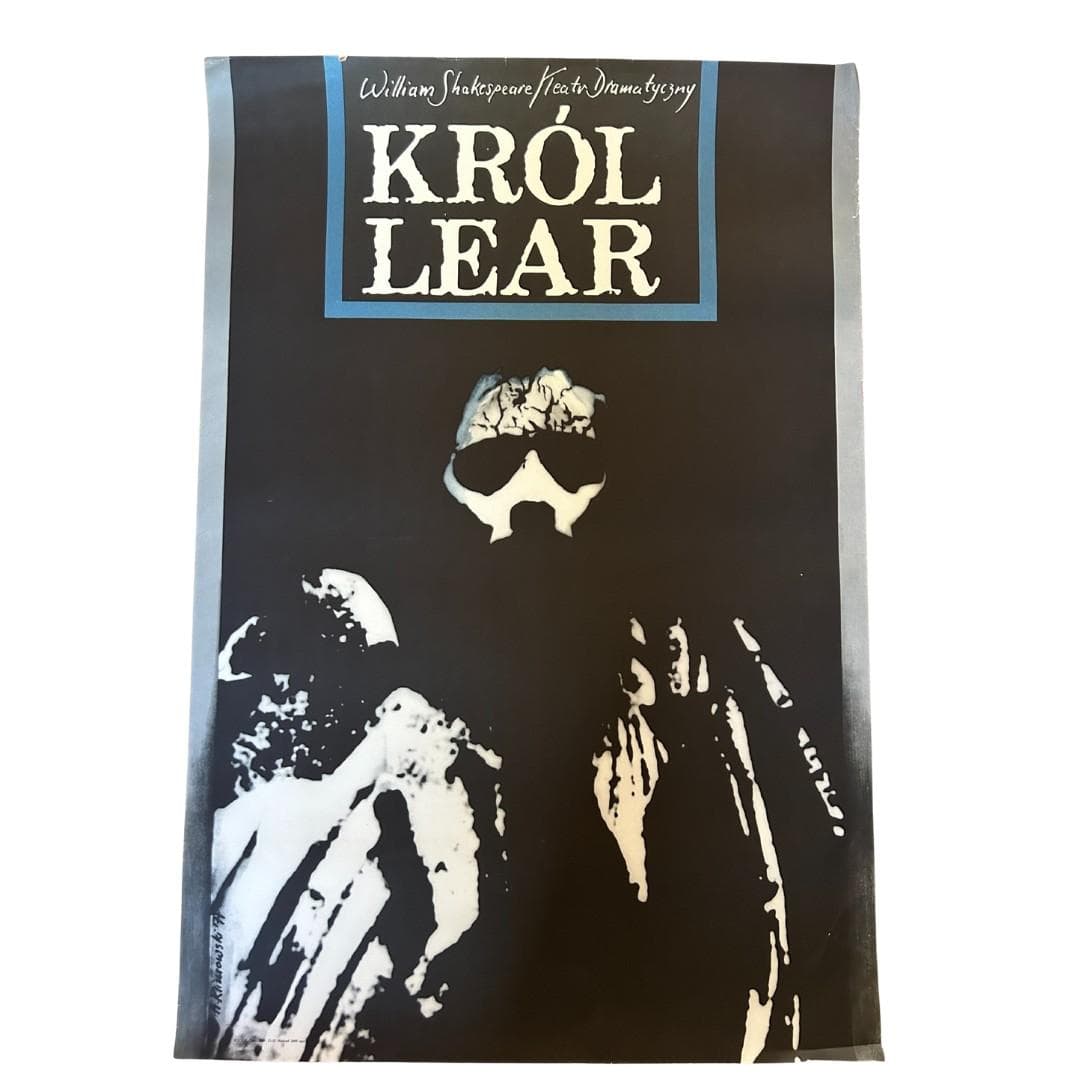 Poster Król Lear, 96x65 cm, black paper, by A. Klimowski, Poland, 1970s.