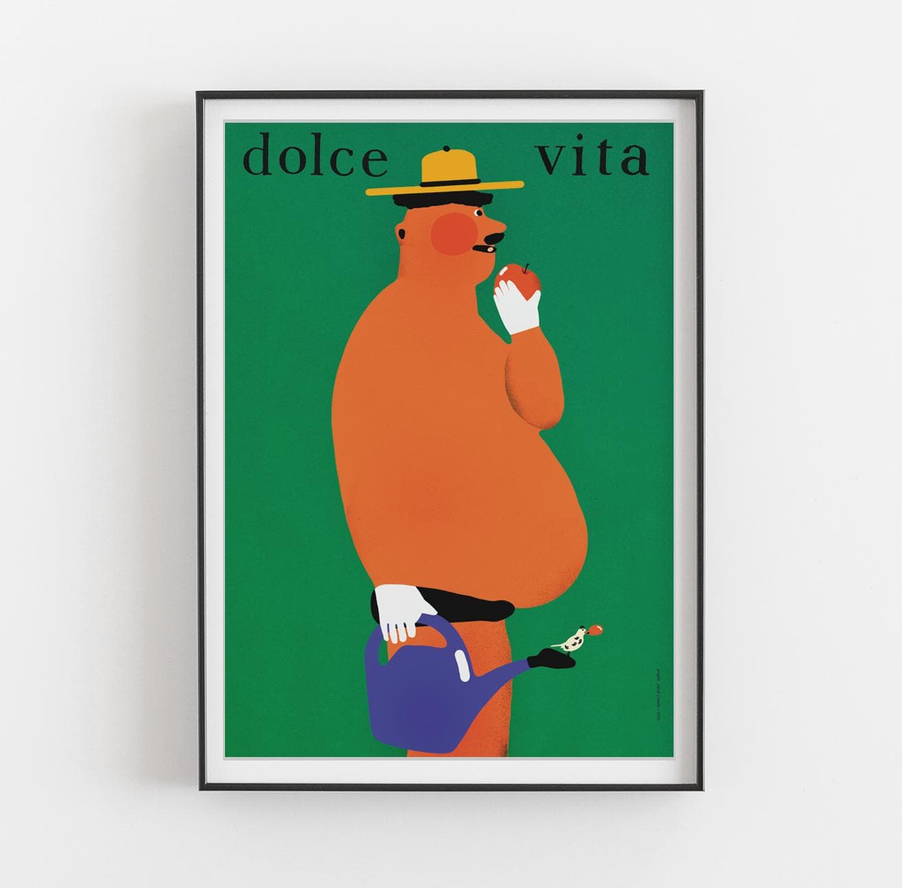 Plakat Dolce vita, opalony działkowiec z konewką, 50x70 cm, aut. J. Zasada, Jakub Zasada - 72402