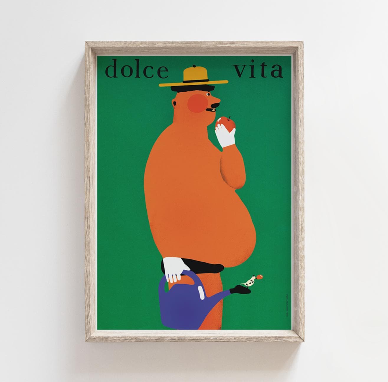 Plakat Dolce vita, opalony działkowiec z konewką, 50x70 cm, aut. J. Zasada, Jakub Zasada - 72405