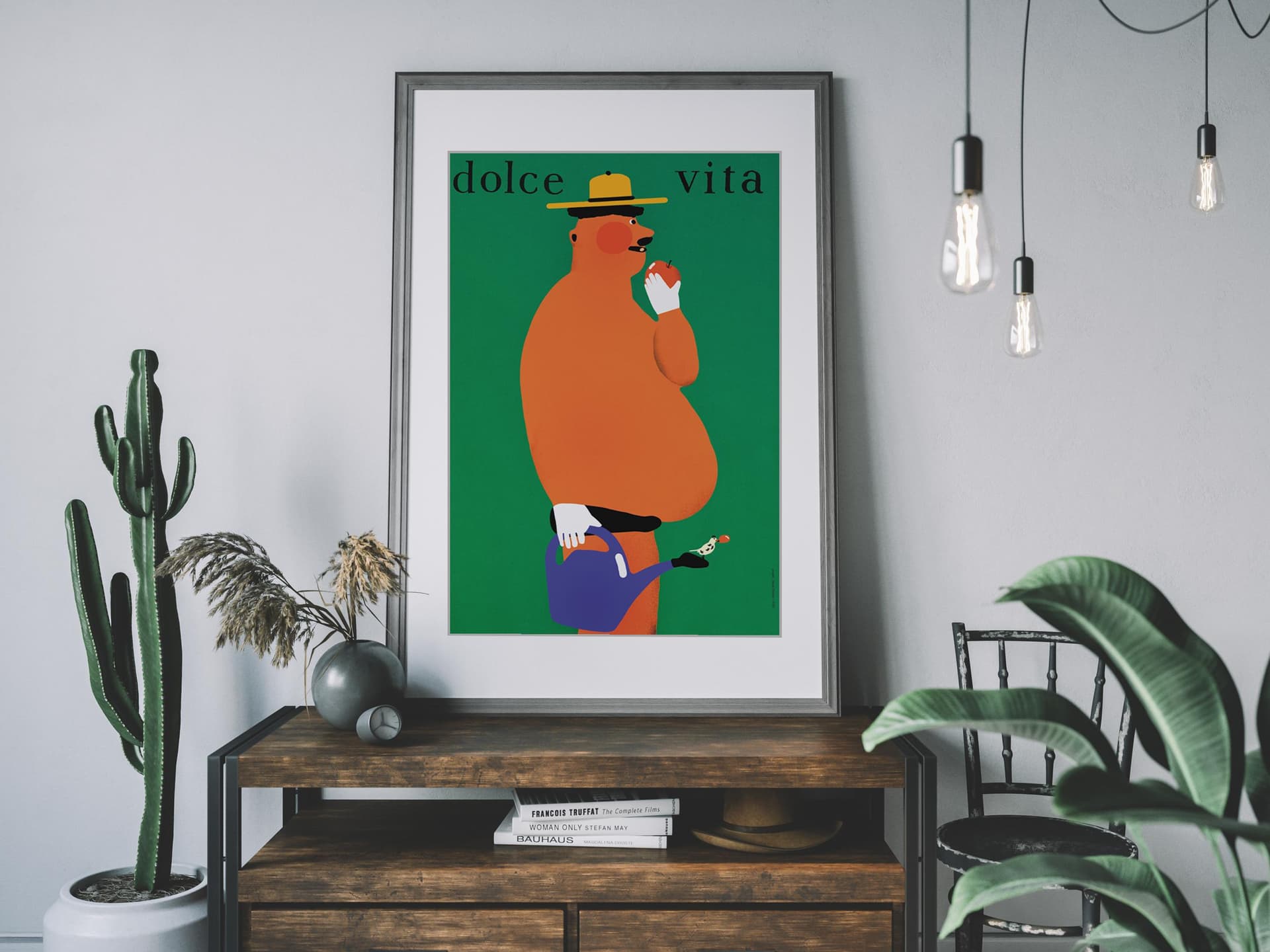 Plakat Dolce vita, opalony działkowiec z konewką, 50x70 cm, aut. J. Zasada, Jakub Zasada - 72404