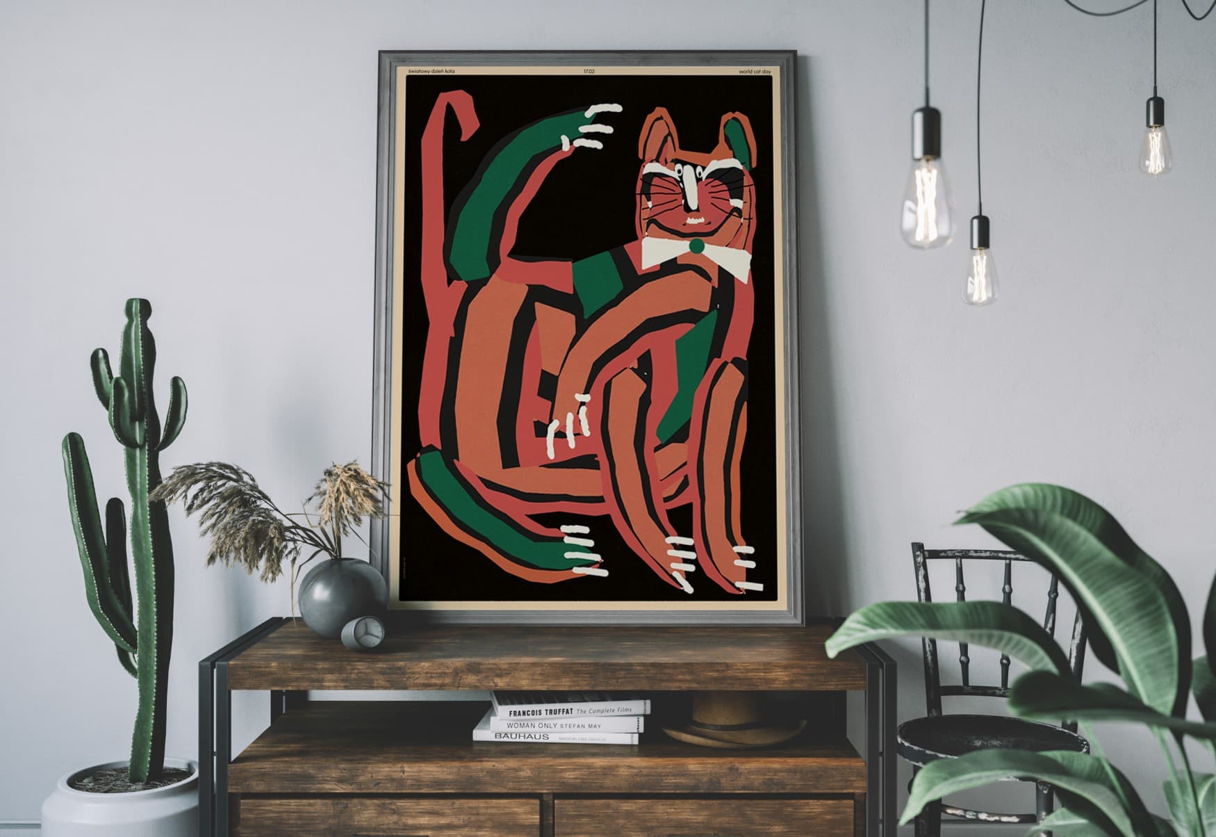 Plakat Światowy Dzień Kota, niezgrabny kot z pięcioma nogami, 50x70 cm, aut. J. Zasada, Jakub Zasada - 72894