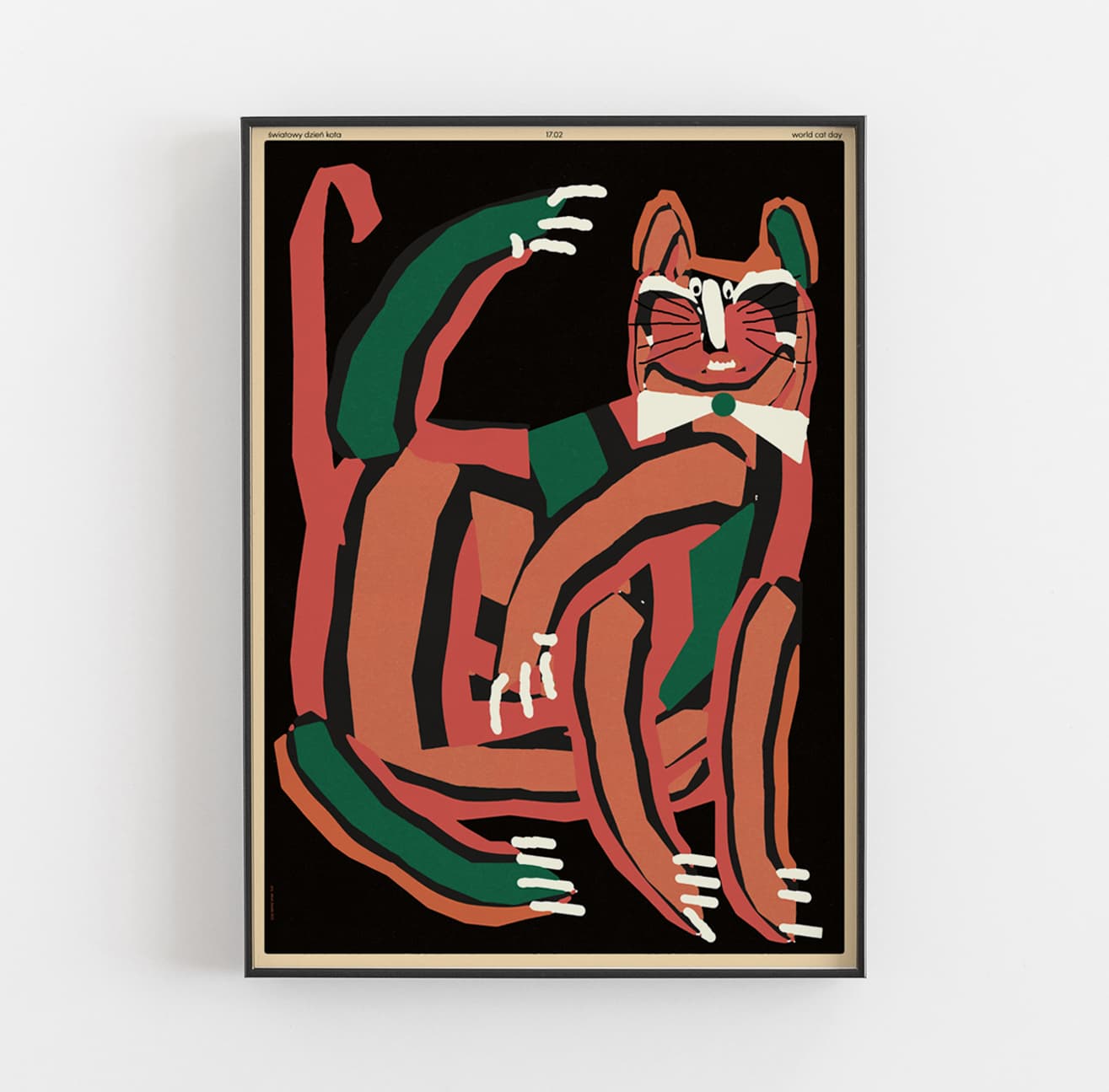 Plakat Światowy Dzień Kota, niezgrabny kot z pięcioma nogami, 50x70 cm, aut. J. Zasada, Jakub Zasada - 72896