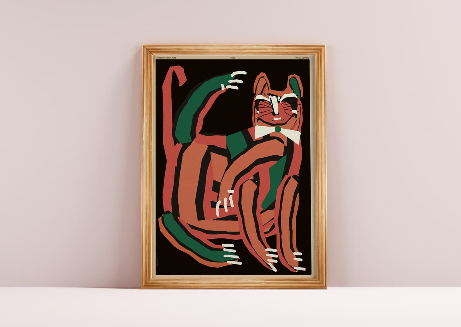 Plakat Światowy Dzień Kota, niezgrabny kot z pięcioma nogami, 50x70 cm, aut. J. Zasada, Jakub Zasada - 72895