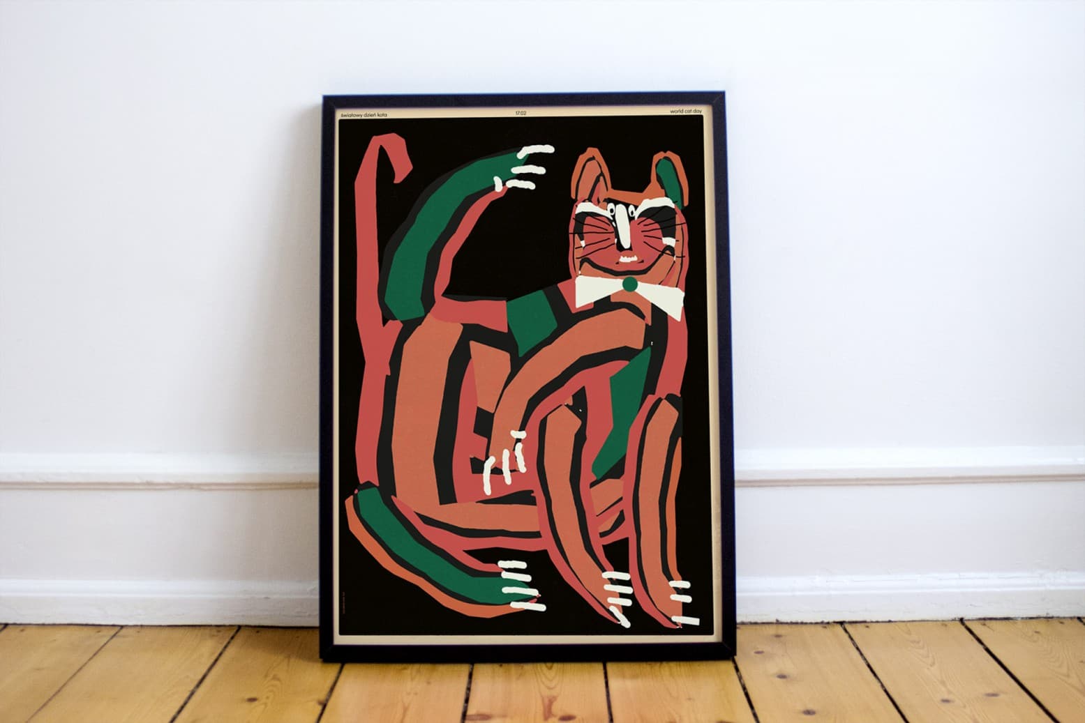 Plakat Światowy Dzień Kota, niezgrabny kot z pięcioma nogami, 50x70 cm, aut. J. Zasada, Jakub Zasada - 72897