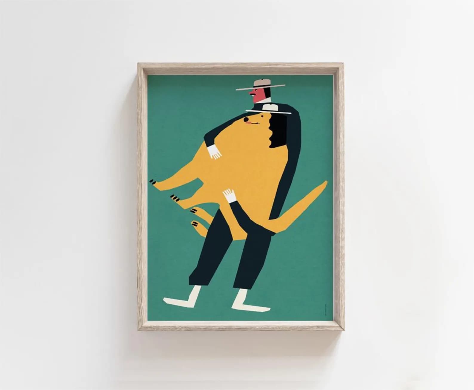 Plakat Człowiek z wielkim psem na rękach, 50x70 cm, aut. J. Zasada, Jakub Zasada - 72956