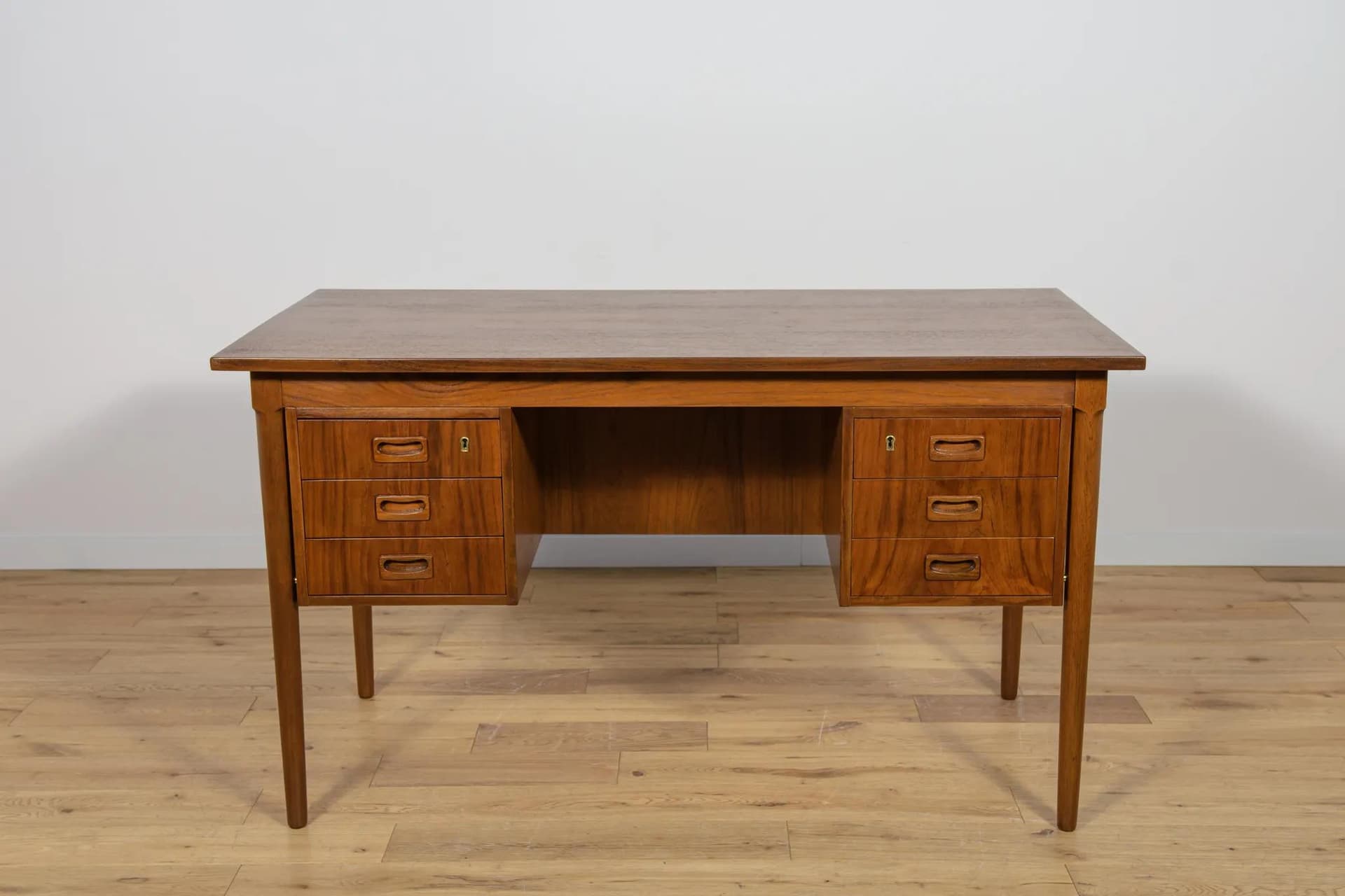 Desk, brown teak, Denmark, 1960s. - 74035