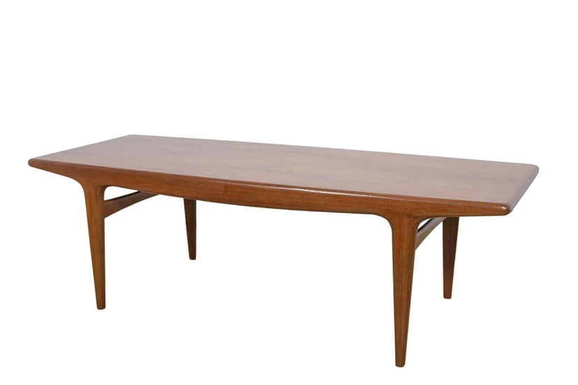 Coffee table, brown teak wood, by J. Andersen, CFC Silkeborg, Denmark, 1960s.