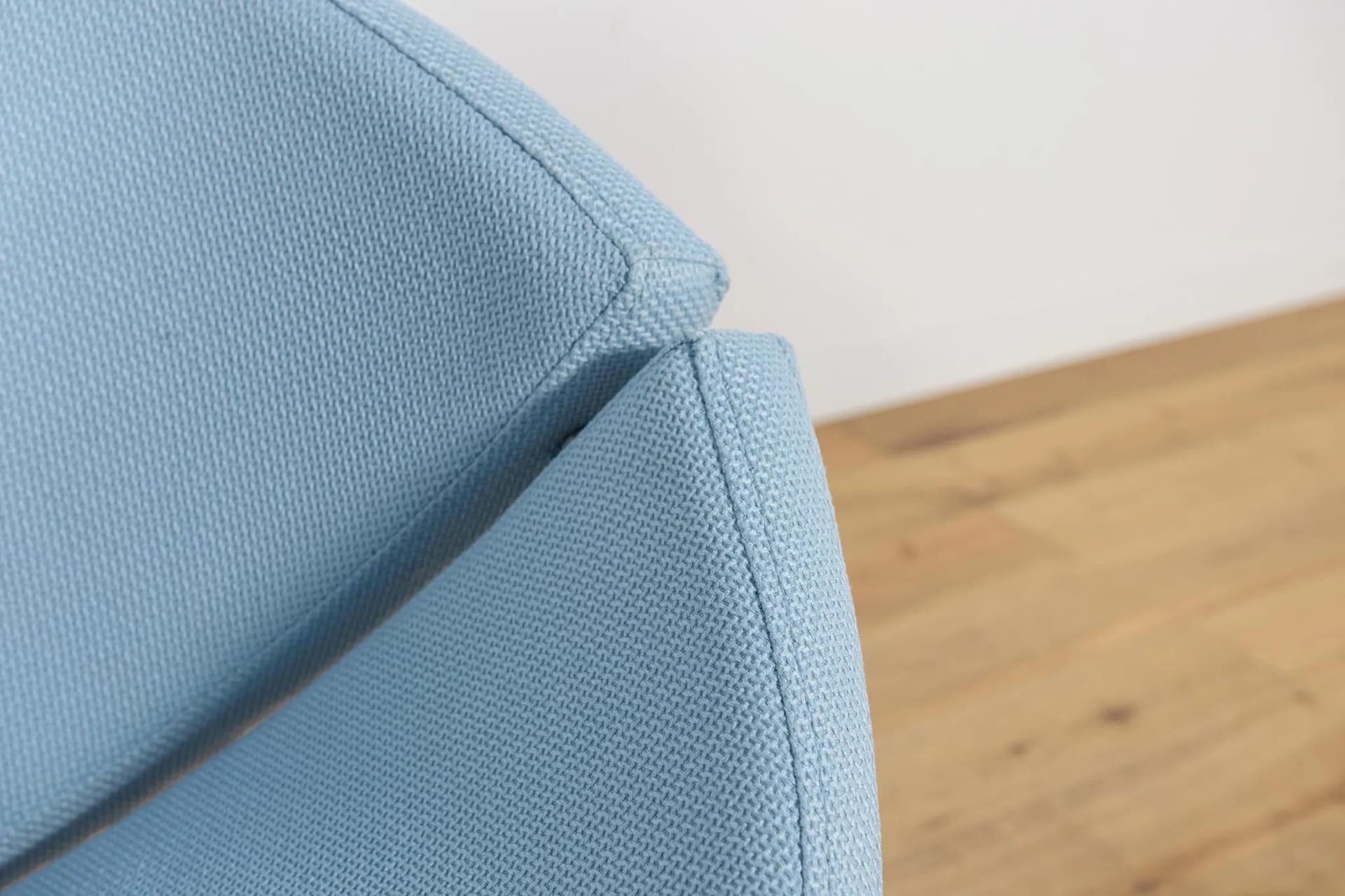 Armchair Apollo, blue wool, brushed steel, by J. Foersom & P. Hiort-Lorenzen, Denmark, 21st c. - 74019