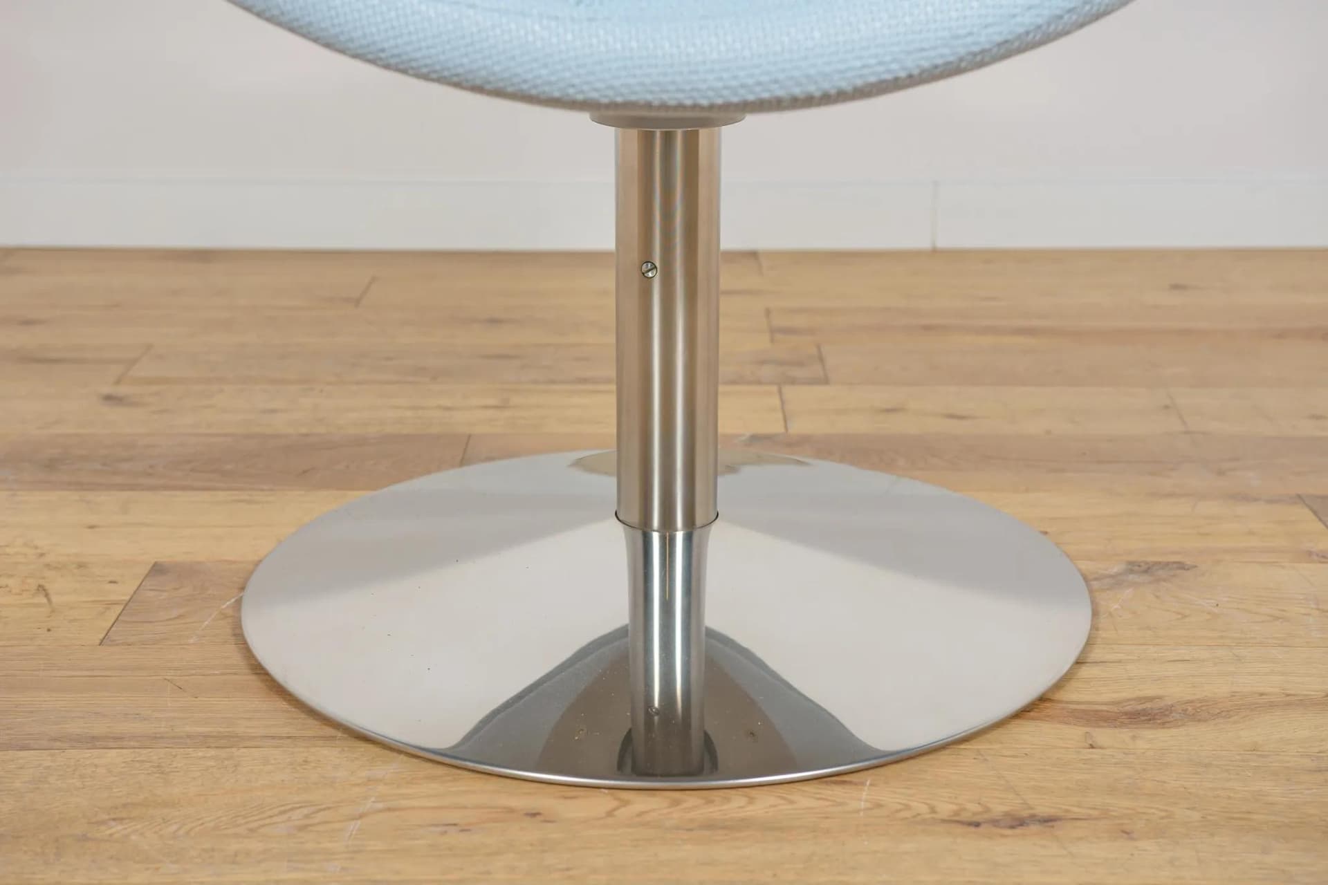 Armchair Apollo, blue wool, brushed steel, by J. Foersom & P. Hiort-Lorenzen, Denmark, 21st c. - 74022