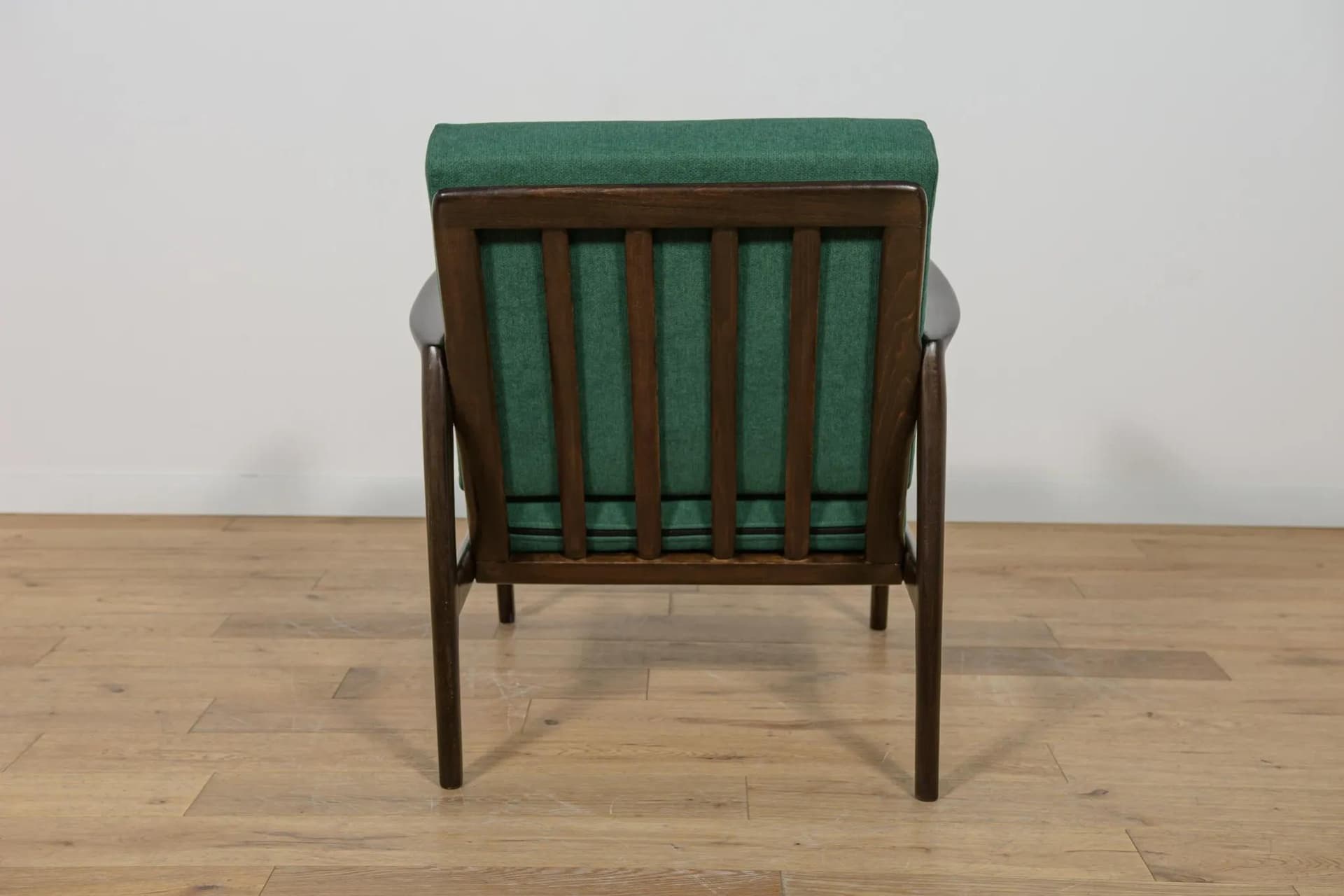 Armchair 300-139, dark brown beech, bottle green fabric, Swarzędzka Fabryka Mebli, Poland, 1960s. - 74011
