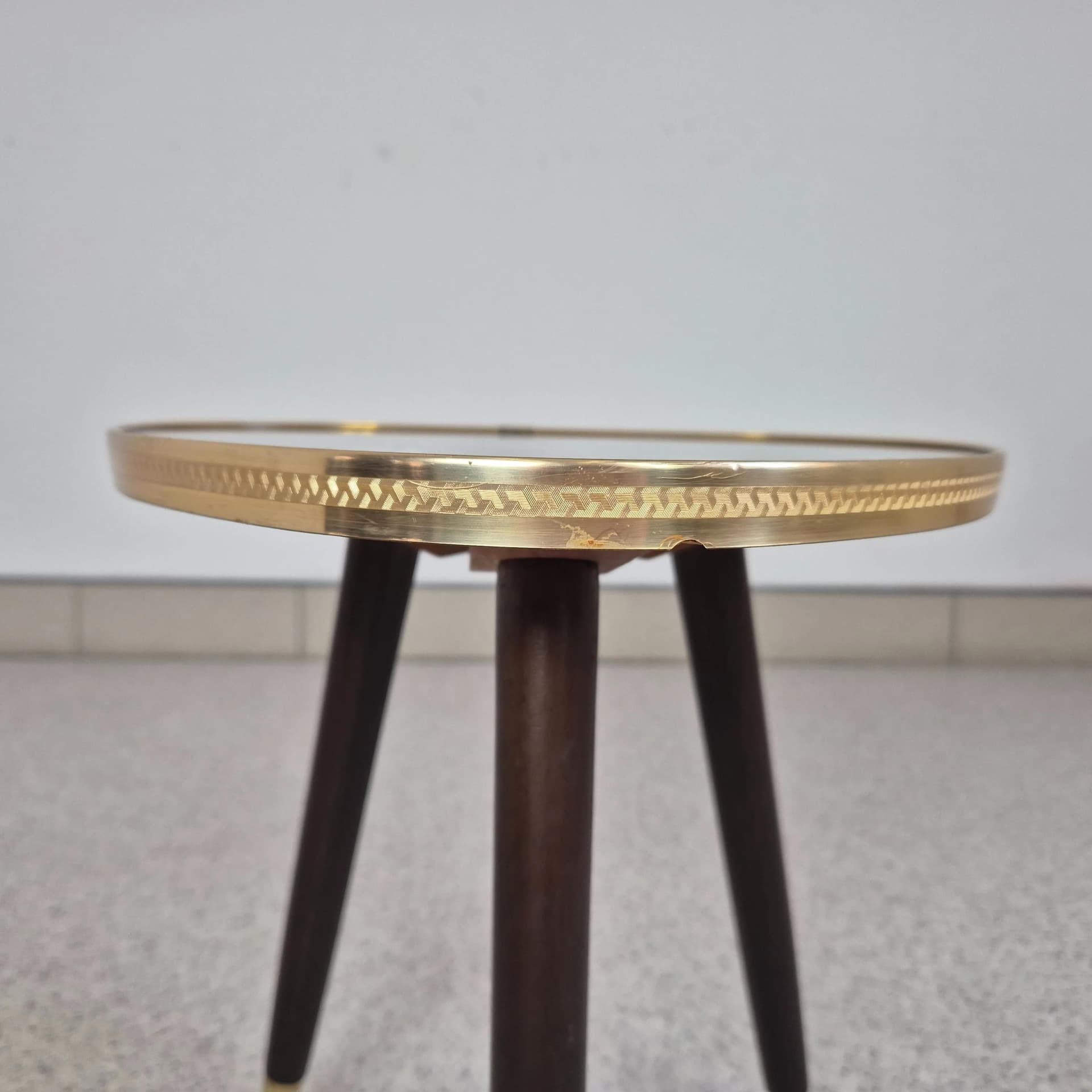 Kwietnik Rockabilly, szkło czarne, drewno, Niemcy, lata 60. - 73615