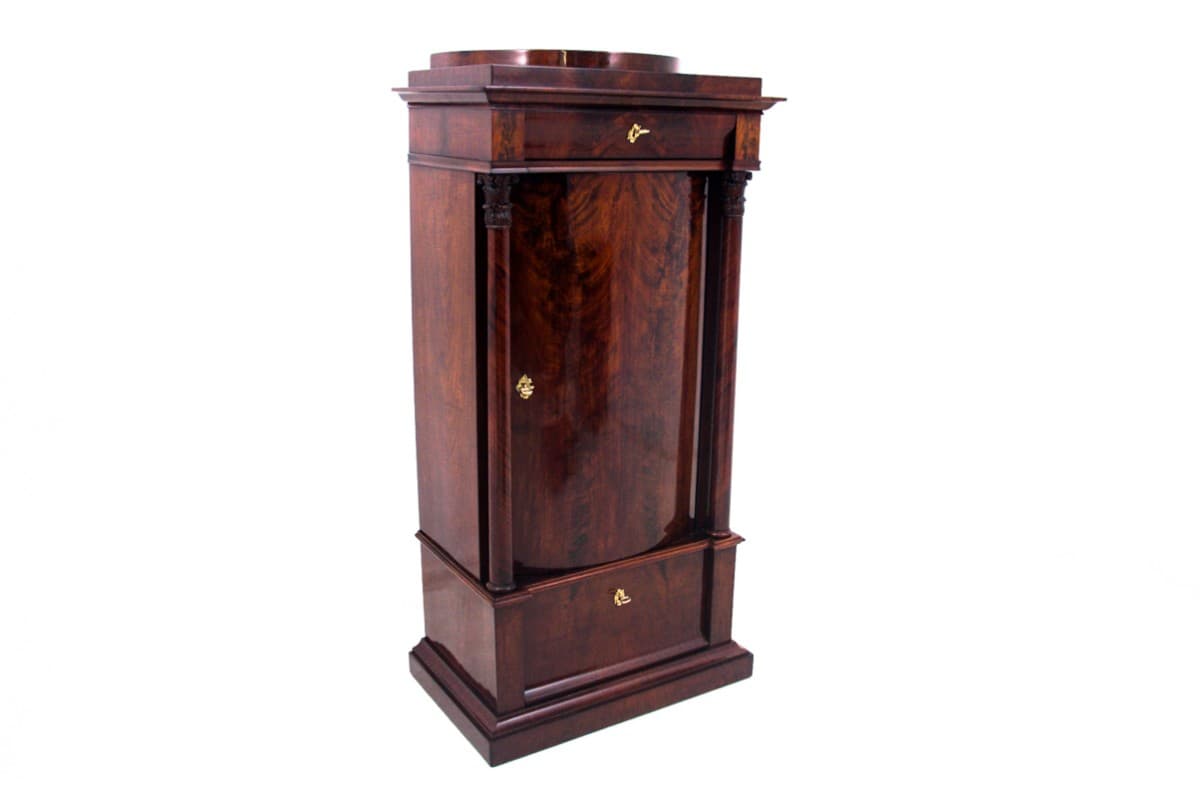 Mahogany Pedestal Cabinet, Biedermeier Style, Northern Europe, 1850s - 191892